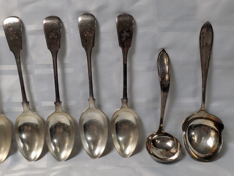 Antique monogrammed silverware spoons set - image 3 of 13