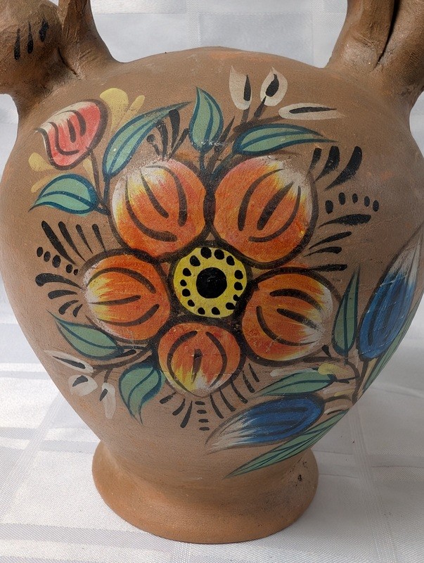 Decorative hand-painted ceramic vase with floral motif - image 6 of 11