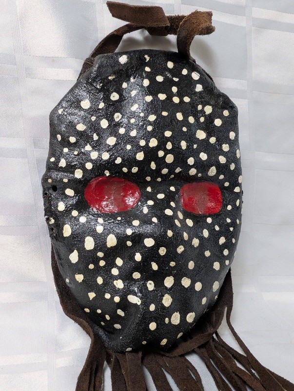 Polka-dot leather mask with fringe - image 4 of 11