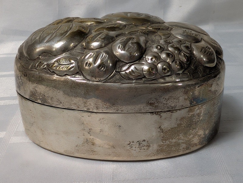 Round Brass Trinket Box with Fruit Motif - image 5 of 13