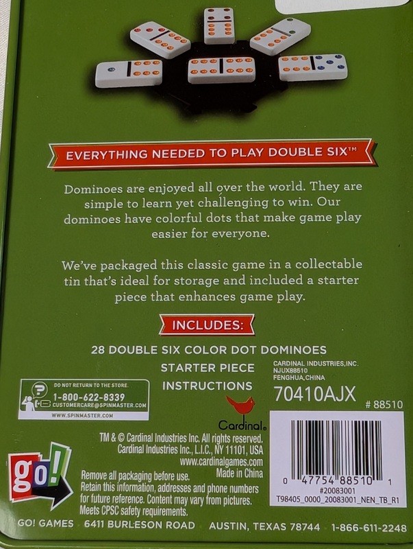 Double Six Dominoes Set in Green Tin - image 4 of 8