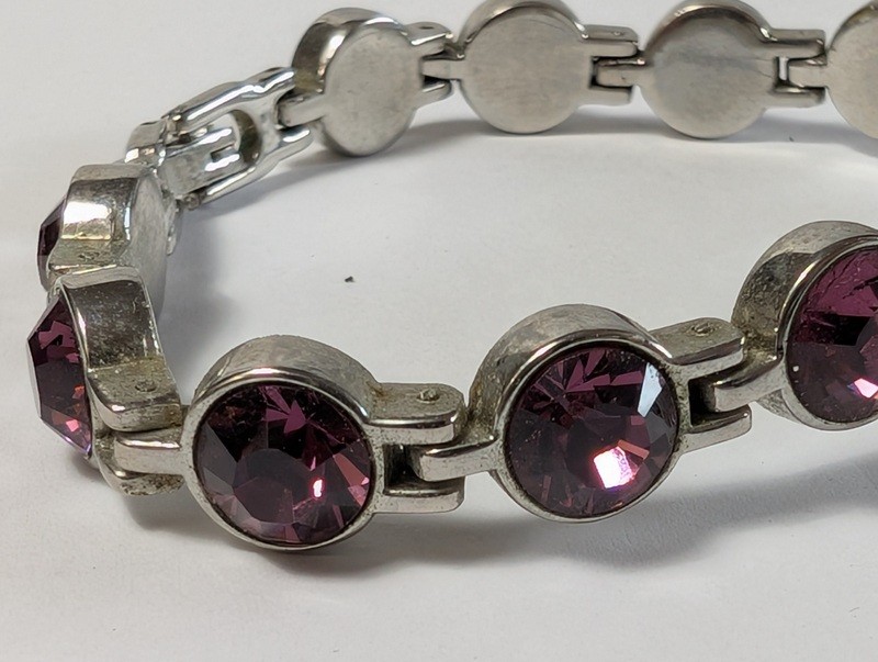 Quartz bracelet watch with purple gemstone accents - image 10 of 15