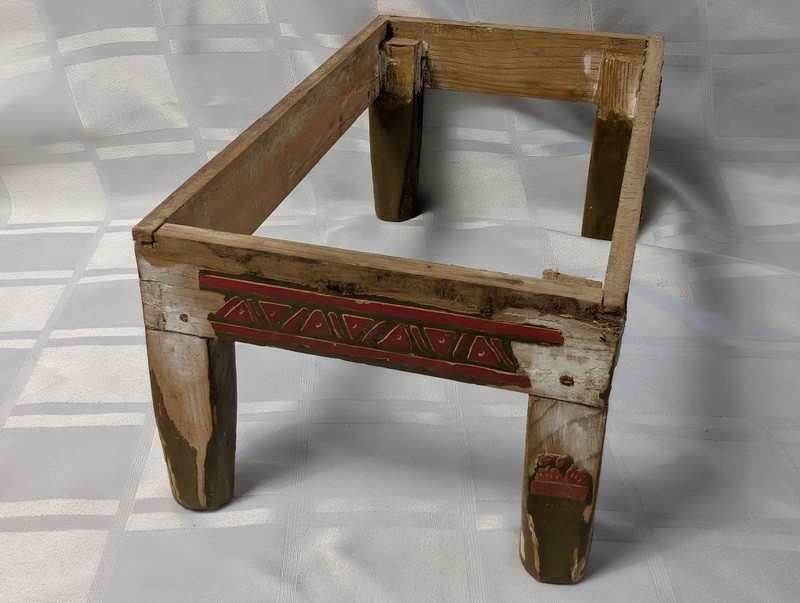 Decorated rustic wooden stool frame - image 6 of 10