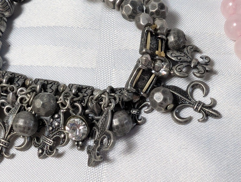Silver-tone charm bracelet and pink beaded bracelet - image 5 of 10
