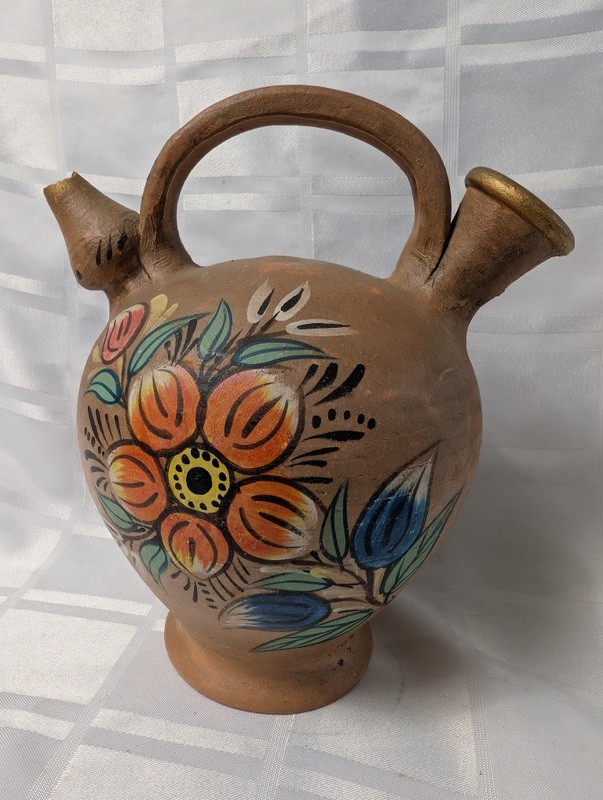 Decorative hand-painted ceramic vase with floral motif - image 2 of 11