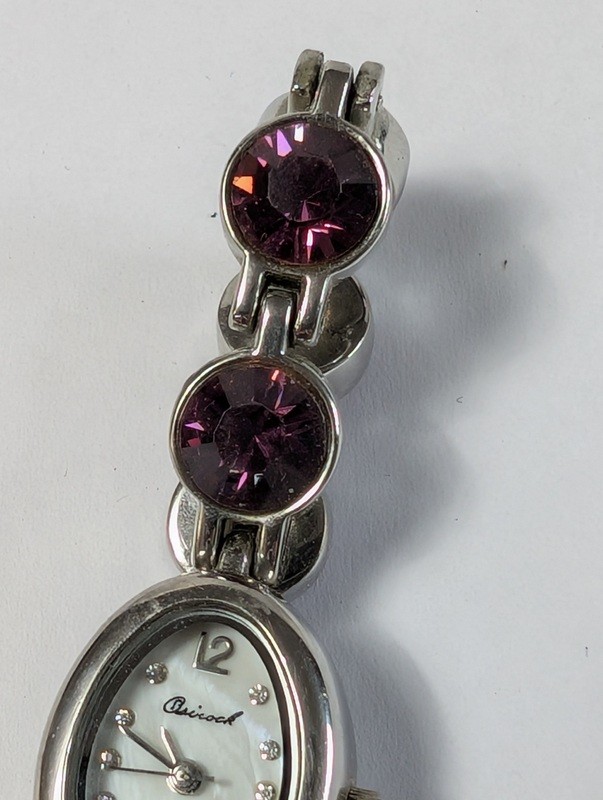 Quartz bracelet watch with purple gemstone accents - image 5 of 15