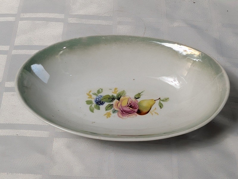 Oval ceramic floral dish - image 1 of 9