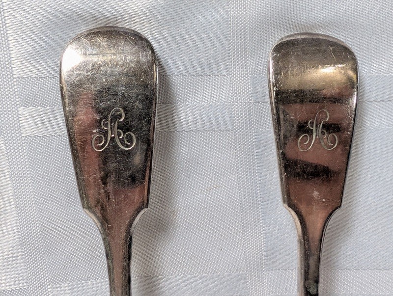 Antique monogrammed silverware spoons set - image 5 of 13