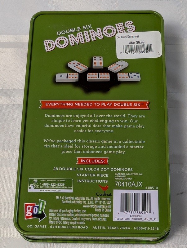Double Six Dominoes Set in Green Tin - image 3 of 8