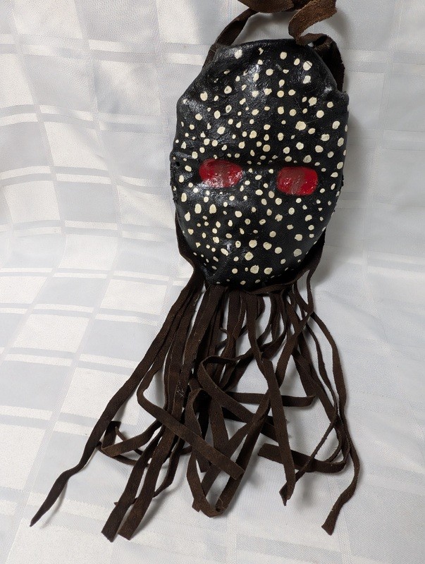 Polka-dot leather mask with fringe - image 1 of 11
