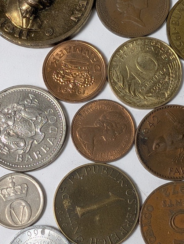 Assorted international coins and tokens - image 24 of 28