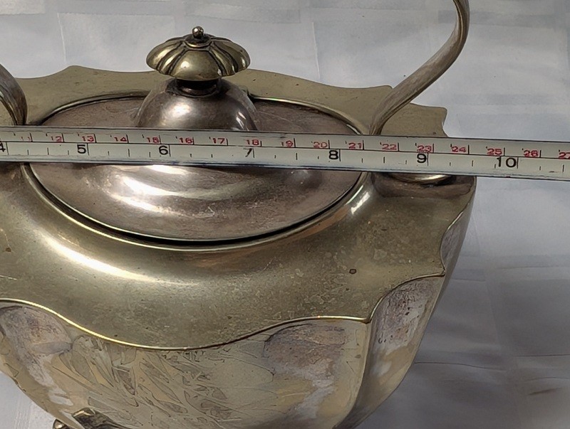 Antique silver teapot with etched panels and monogram - image 13 of 14