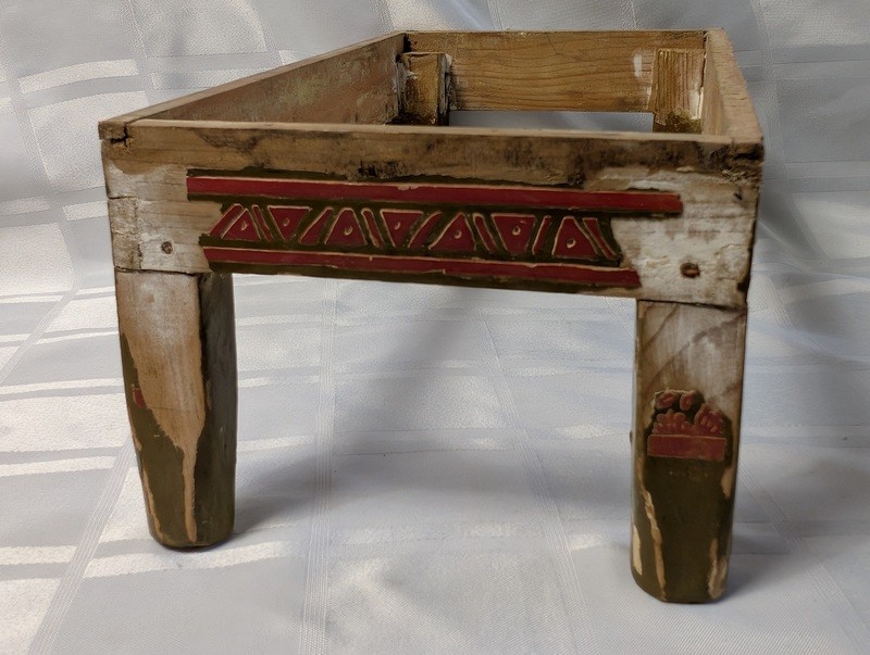 Decorated rustic wooden stool frame - image 5 of 10