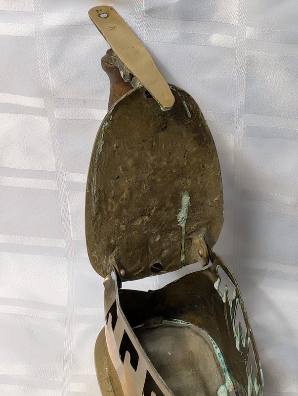 Antique brass coal iron with wooden handle - image 14 of 19
