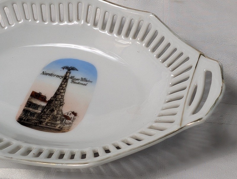 White porcelain serving dish with lighthouse transfer - image 3 of 9