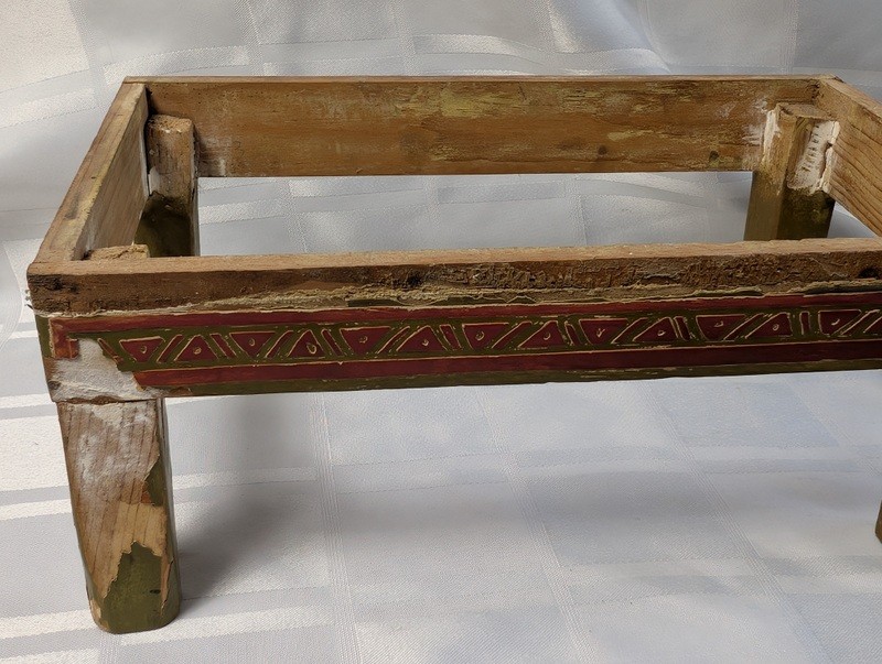 Decorated rustic wooden stool frame - image 8 of 10