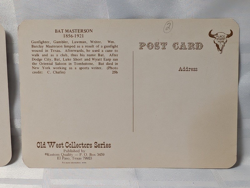 Two Vintage Old West Collector Postcards: Jesse James and Bat Masterson - image 10 of 12