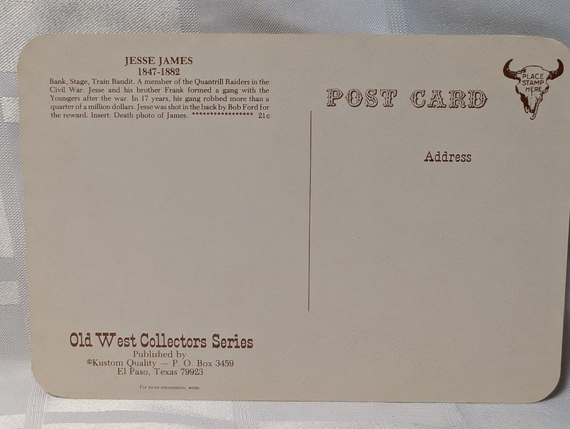 Two Vintage Old West Collector Postcards: Jesse James and Bat Masterson - image 8 of 12