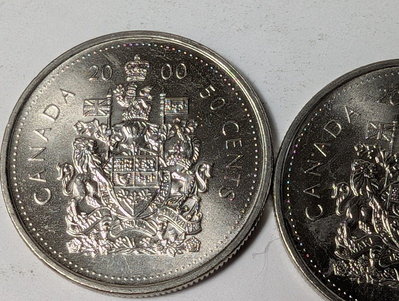 Canadian 50-Cent Coins with Royal Coat of Arms (2000) - image 2 of 9