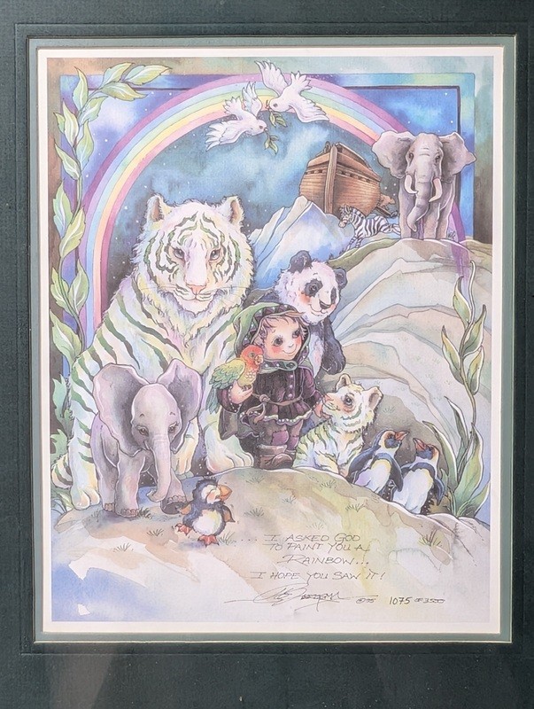Framed Bergsma Dream Keeper print with animals and rainbow - image 12 of 12