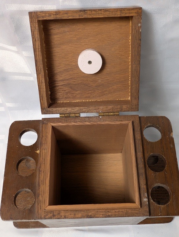 Wooden multi-compartment storage box with pipe-rack style wings - image 7 of 11