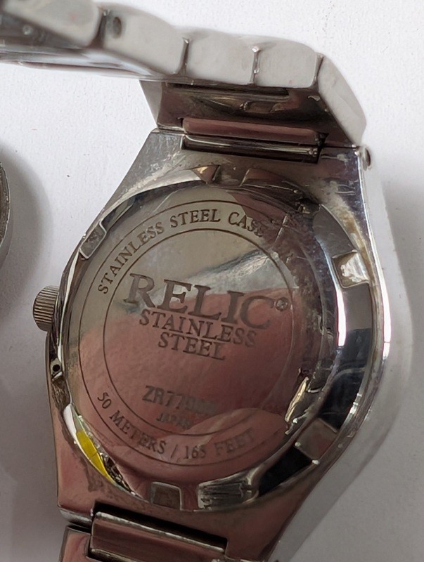 Relic stainless steel watch and Guess blue-dial watch on chain bracelet - image 9 of 9