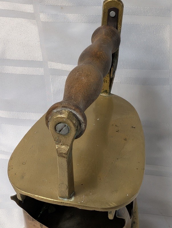 Antique brass coal iron with wooden handle - image 10 of 19