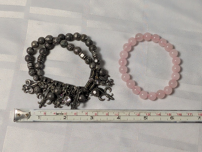 Silver-tone charm bracelet and pink beaded bracelet - image 10 of 10