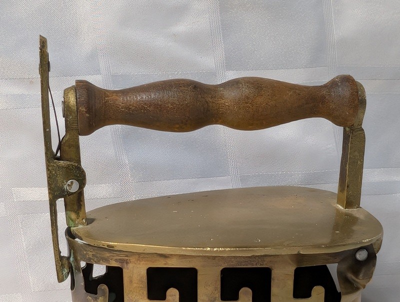 Antique brass coal iron with wooden handle - image 5 of 19