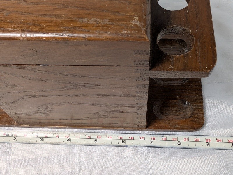 Wooden multi-compartment storage box with pipe-rack style wings - image 9 of 11