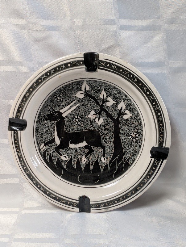 Ceramic plate with woodland scene and backstamp - image 1 of 10