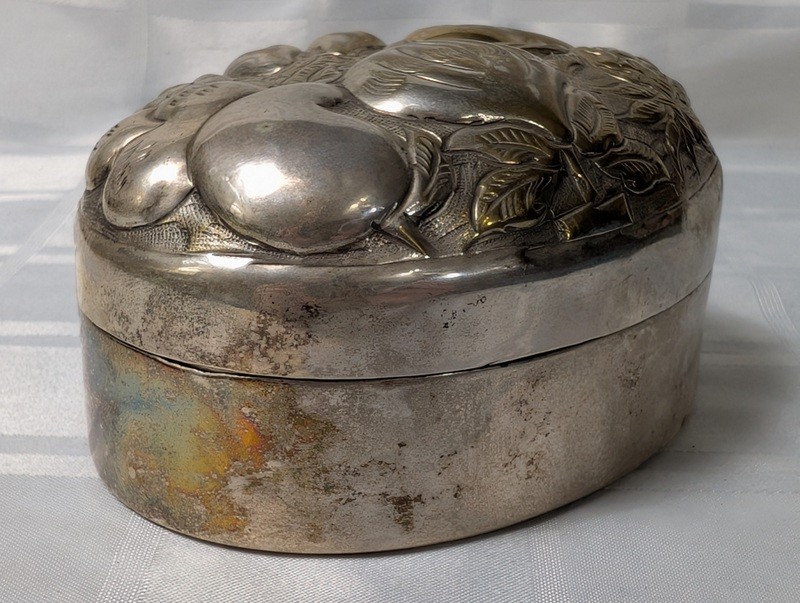 Round Brass Trinket Box with Fruit Motif - image 6 of 13