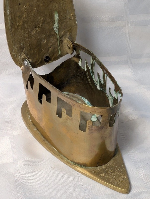 Antique brass coal iron with wooden handle - image 12 of 19