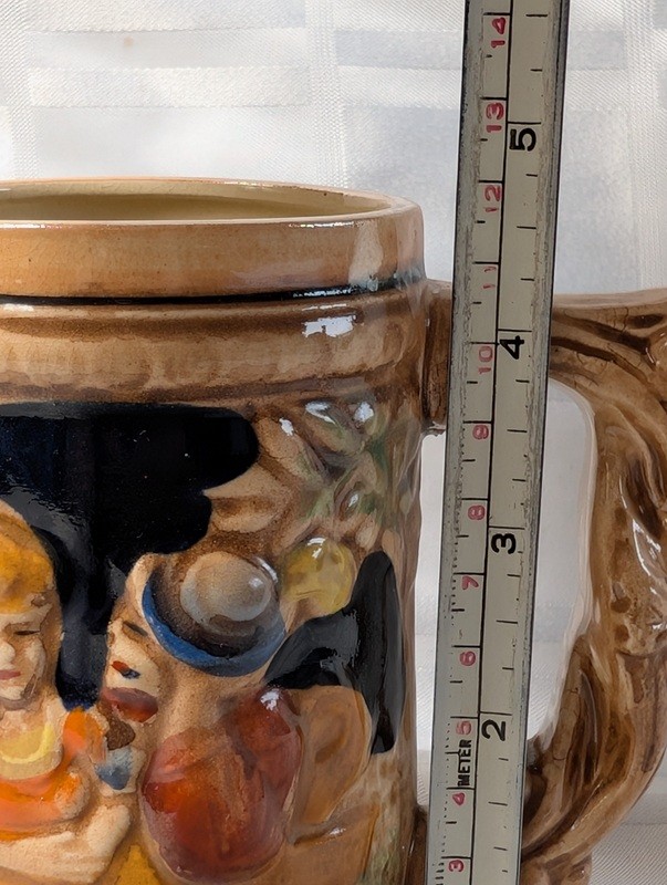 Ceramic beer stein with lid and hand-painted scene - image 6 of 9