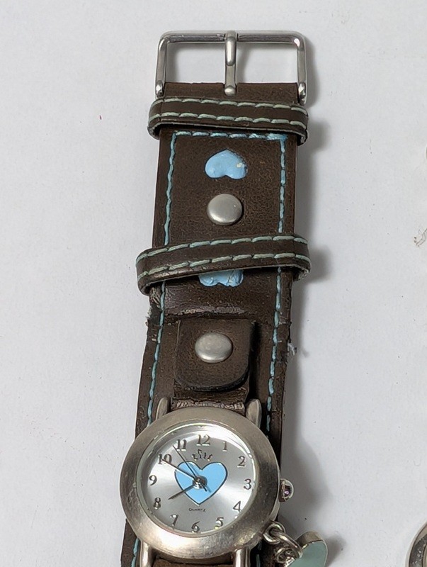 Bulova watches with heart motifs: leather cuff strap and two-tone bracelet - image 6 of 12