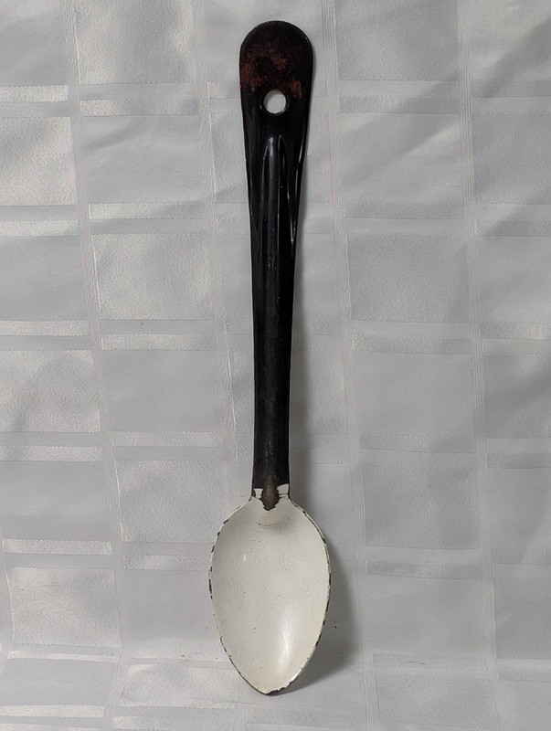 Long-handled black spoon with white ceramic bowl - image 1 of 8