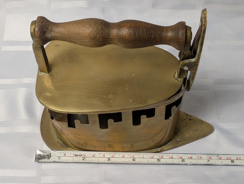 Antique brass coal iron with wooden handle - image 15 of 19