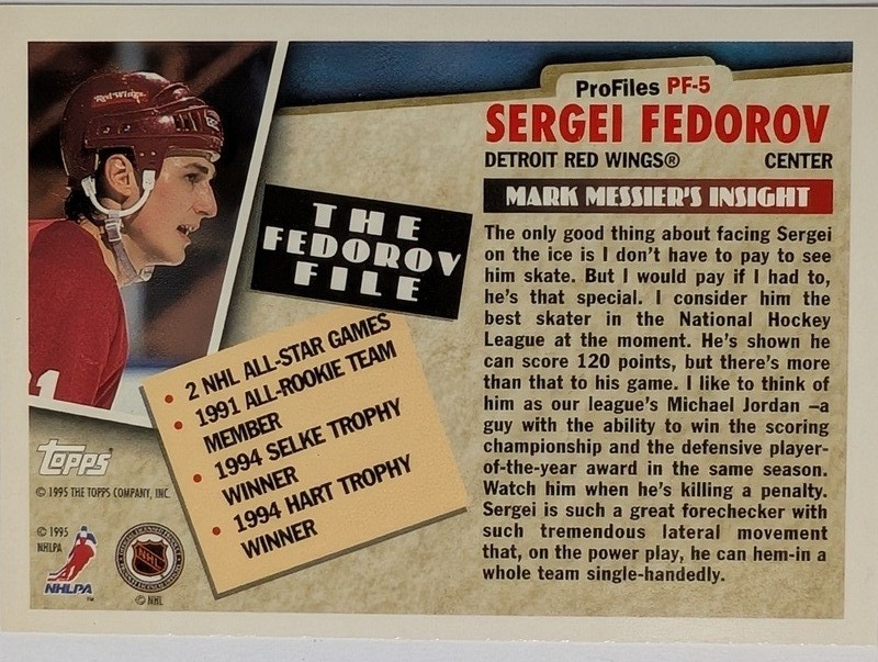 Sergei Fedorov Detroit Red Wings ProFiles trading cards - image 6 of 6