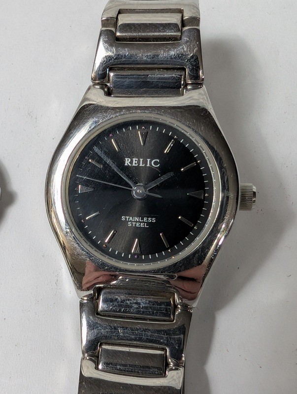 Relic stainless steel watch and Guess blue-dial watch on chain bracelet - image 4 of 9