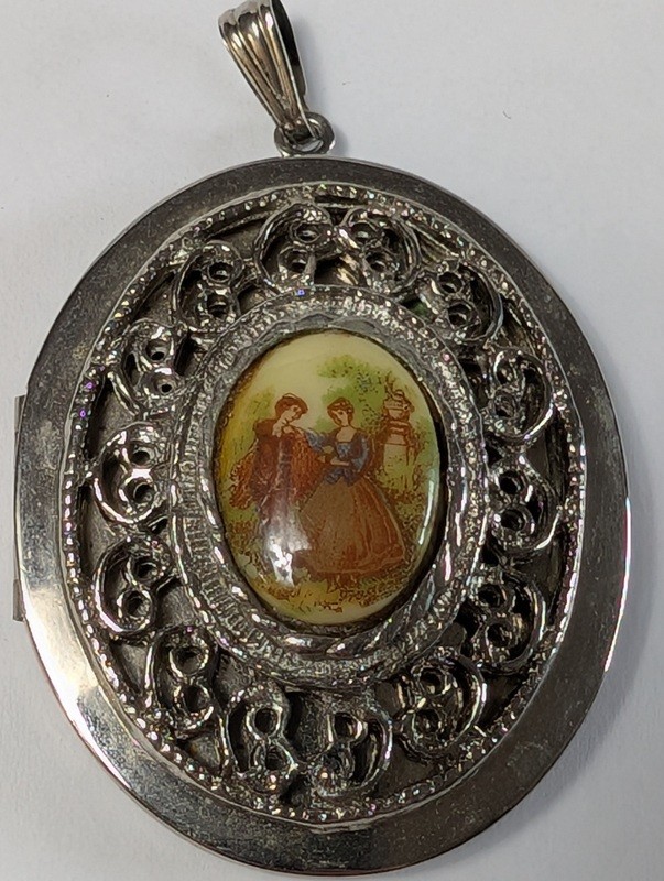Oval enamel miniature locket pendant - image 3 of 9