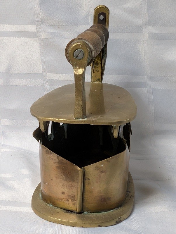Antique brass coal iron with wooden handle - image 8 of 19