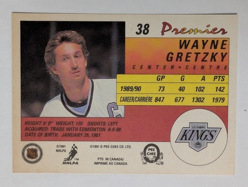 Wayne Gretzky Kings hockey trading cards (O-Pee-Chee Premier) - image 6 of 6