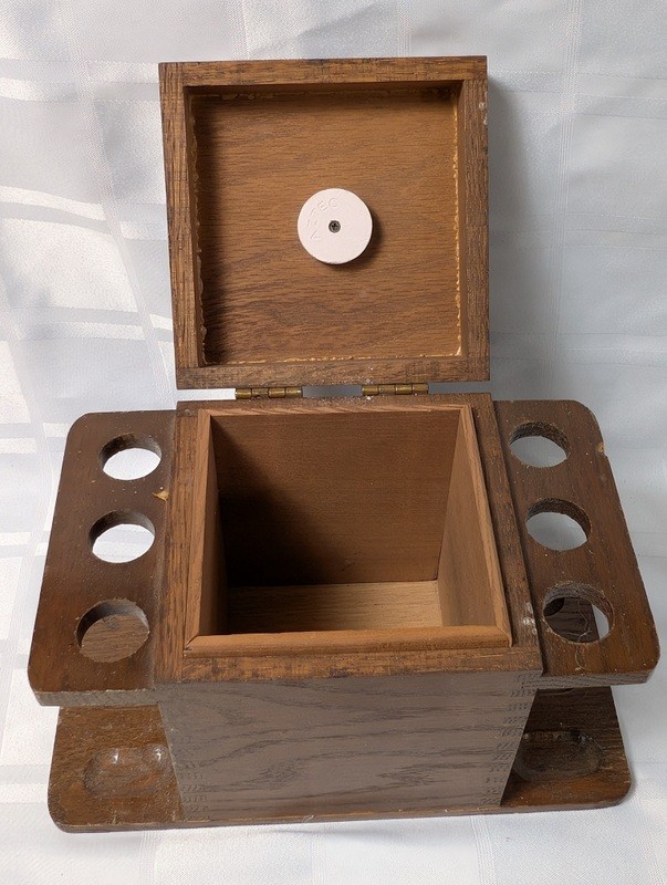 Wooden multi-compartment storage box with pipe-rack style wings - image 6 of 11
