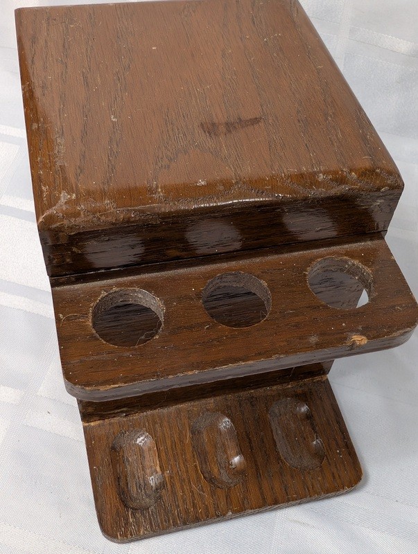 Wooden multi-compartment storage box with pipe-rack style wings - image 4 of 11