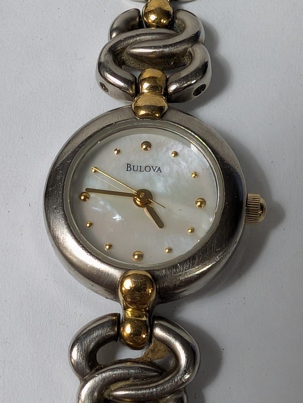 Bulova watches with heart motifs: leather cuff strap and two-tone bracelet - image 4 of 12