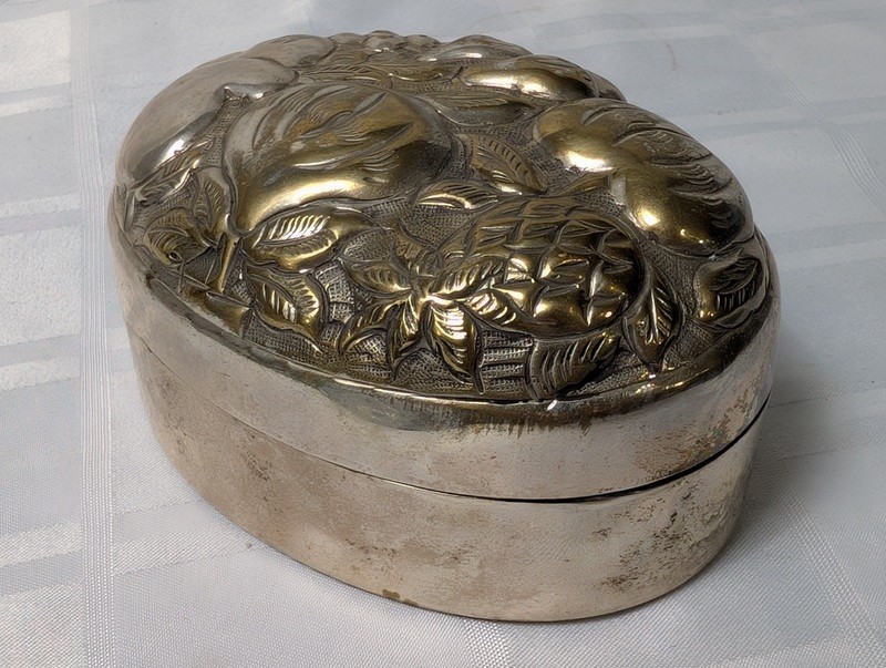 Round Brass Trinket Box with Fruit Motif - image 7 of 13