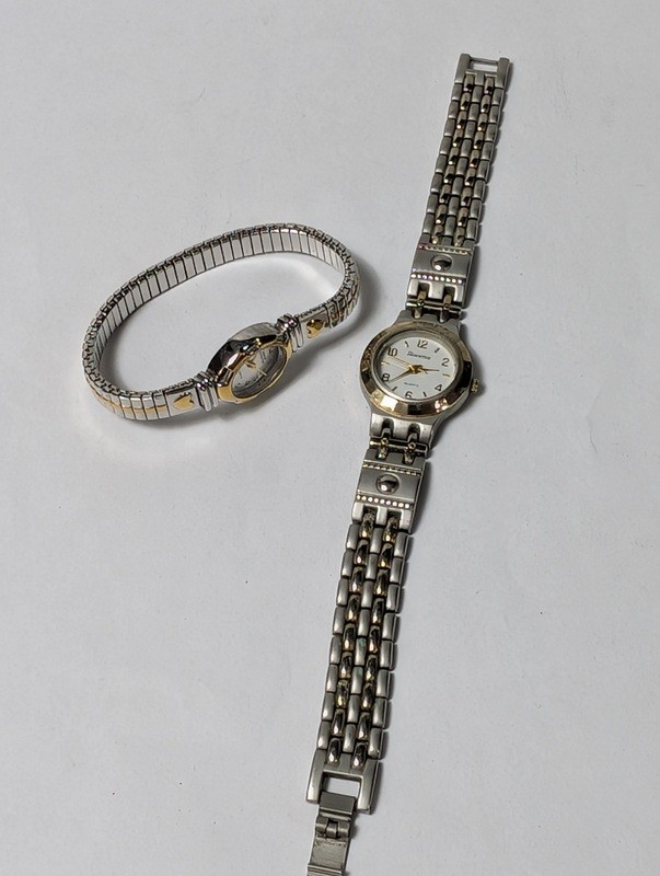Two vintage two-tone wristwatches and a link bracelet - image 1 of 10