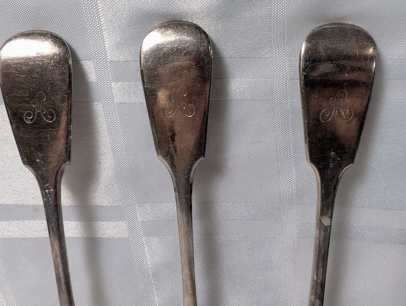 Antique monogrammed silverware spoons set - image 4 of 13