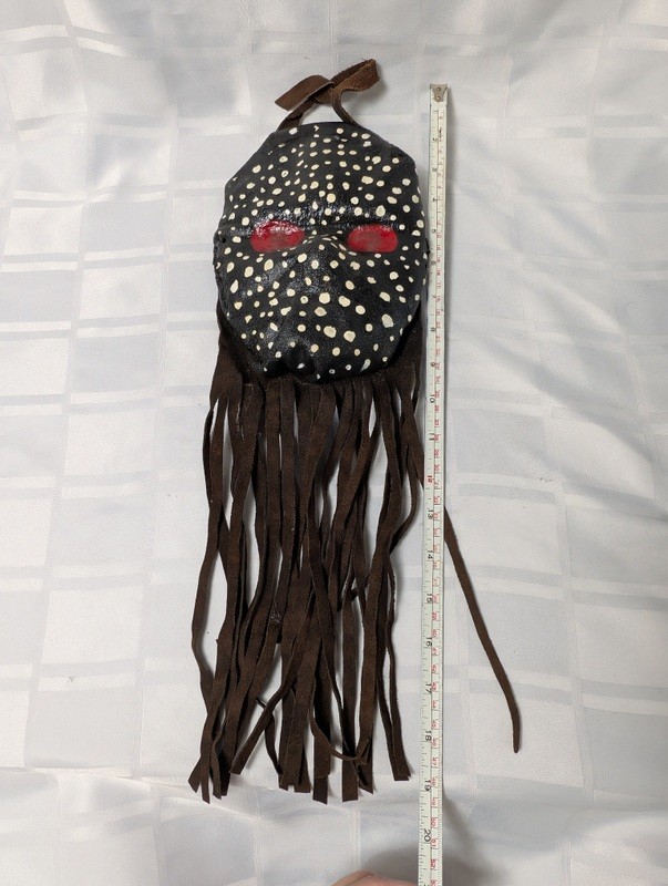 Polka-dot leather mask with fringe - image 10 of 11