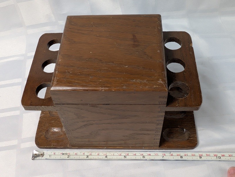Wooden multi-compartment storage box with pipe-rack style wings - image 8 of 11